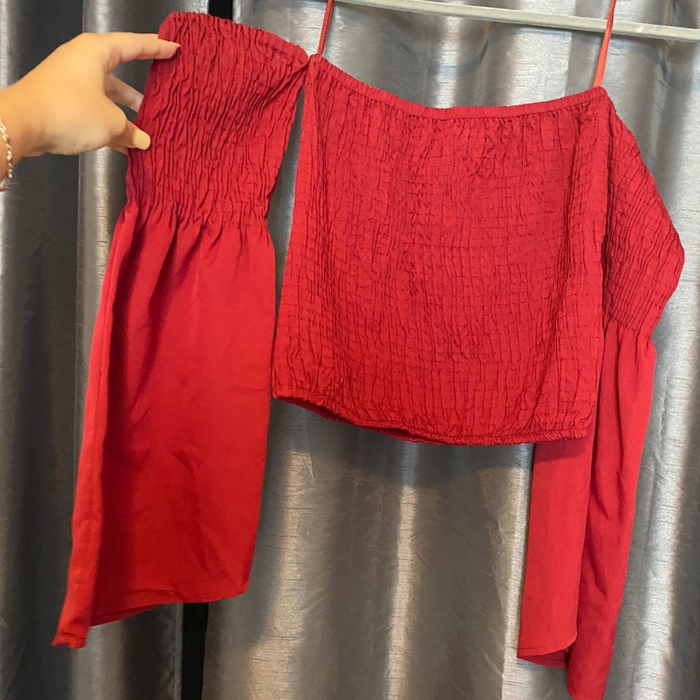 Strapless Off The Shoulder Burgundy Top